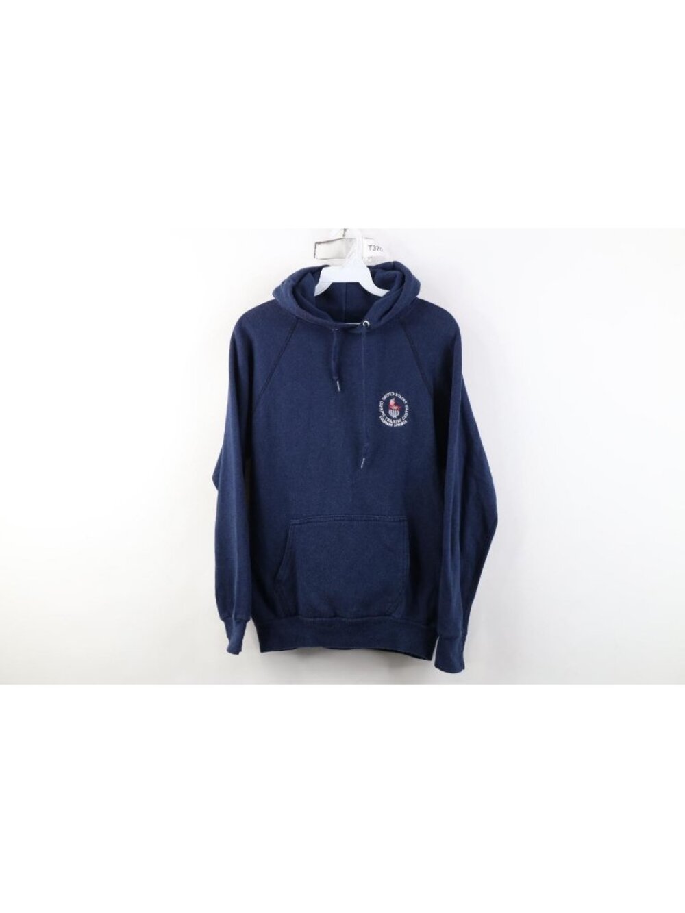 Vintage 80s Mens Medium Team Issued USA Olympics Team Hoodie Sweatshirt Blue USA